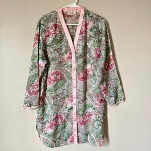 Victoria's Secret Vintage Gold Label Night Shirt Womens SMALL Floral Cottage